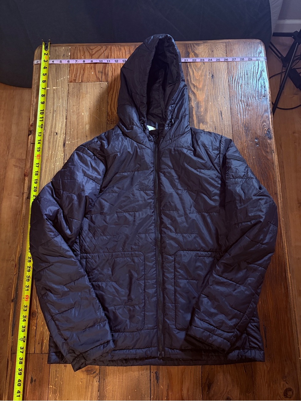 Wild Rye medium payette down jacket black gently used backpacking biking